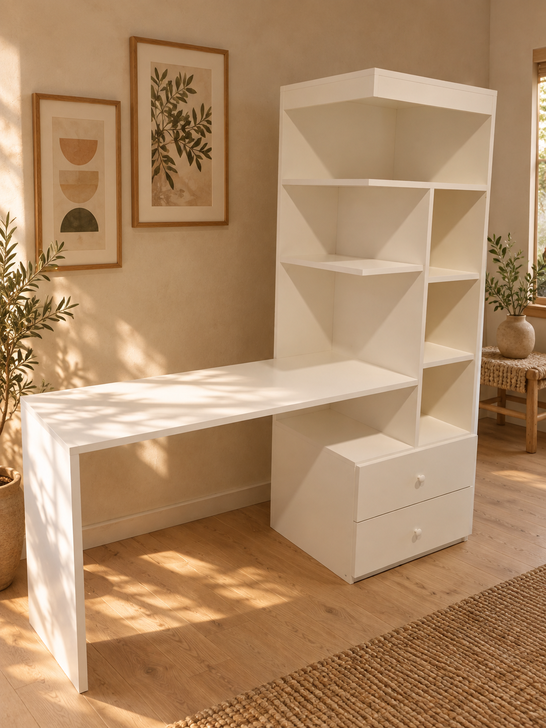 Escritorio modular de madera clara